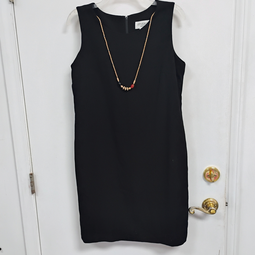 Studio I Petite Black Sleeveless Shift Dress 12P